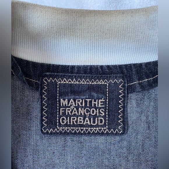 Vintage 80s 90s Marithe Francois Girbaud Dark Wash Zip Up Jean Jacket - Picture 6 of 10